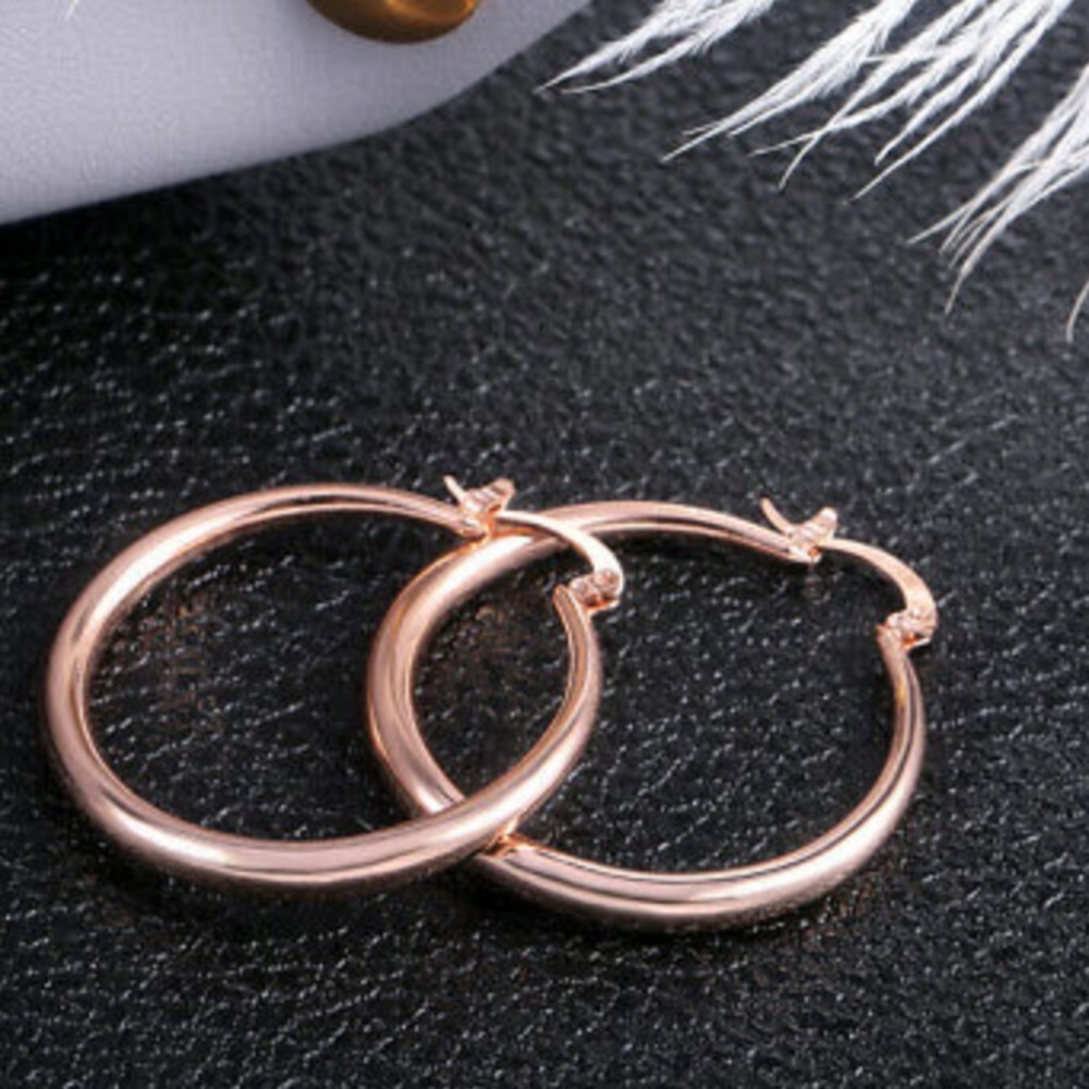 NEW 18k Rose Gold plated Hoop Earrings - Picture 2 of 6